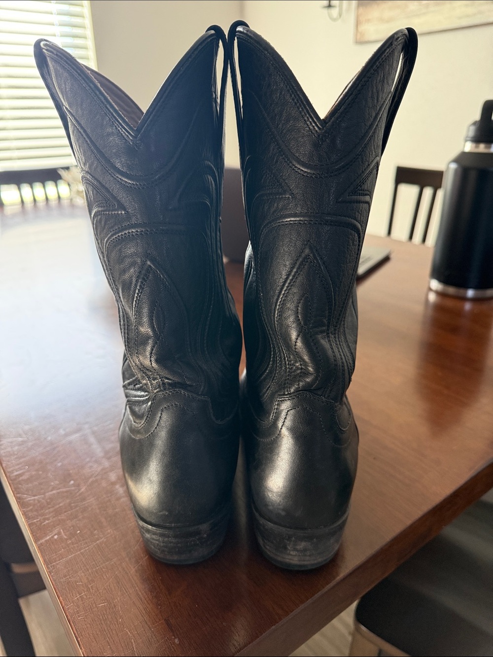 Tecovas Black Leather Men's Cowboy Boots with Tonal Stitching - Picture 4 of 6